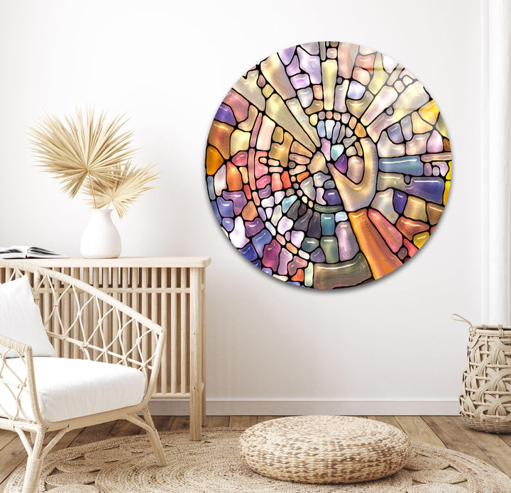 Mosaics Colored Stained Glass Wall Art print on glass, glass printed photos