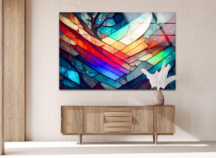Vibrant Colorful Stained Glass Wall Art glass art painting, glass art for the Wall