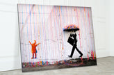 a painting of a person holding an umbrella