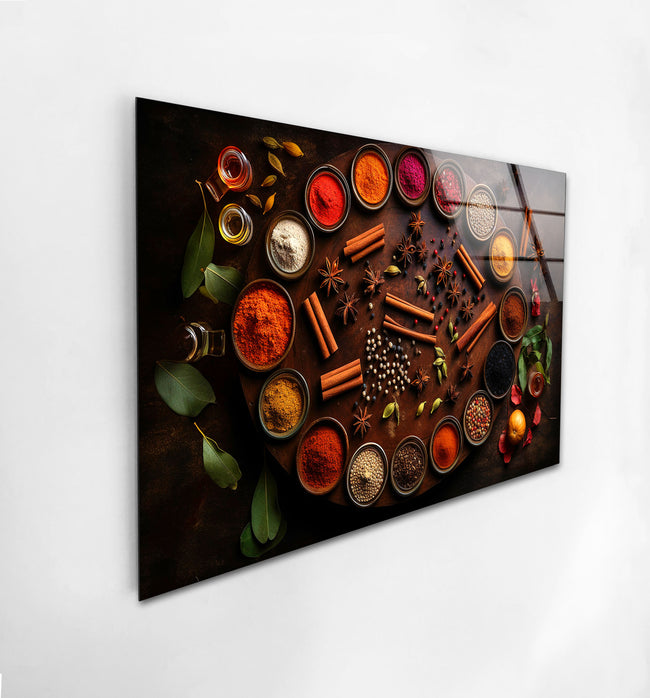 a painting of spices and herbs on a white wall
