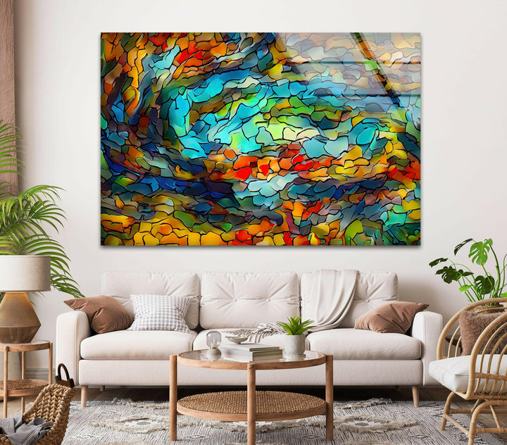 Stanied Colorful Mosaics Glass Wall Art glass photo prints, glass picture prints