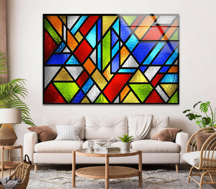 Stanied Colored Geometric Glass Wall Art stained glass wall art, stained glass wall decor
