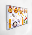 a picture of a variety of food on a wall