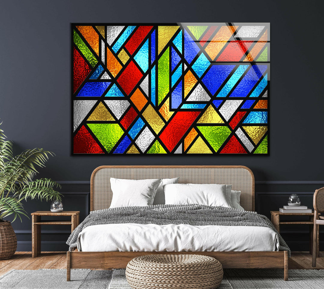 Stanied Colored Geometric Glass Wall Art glass photo prints, glass picture prints