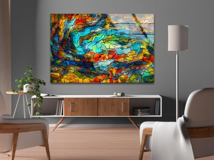 Stanied Colorful Mosaics Glass Wall Art large glass photo prints, glass wall photos