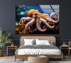 an octopus is sitting on top of a bed
