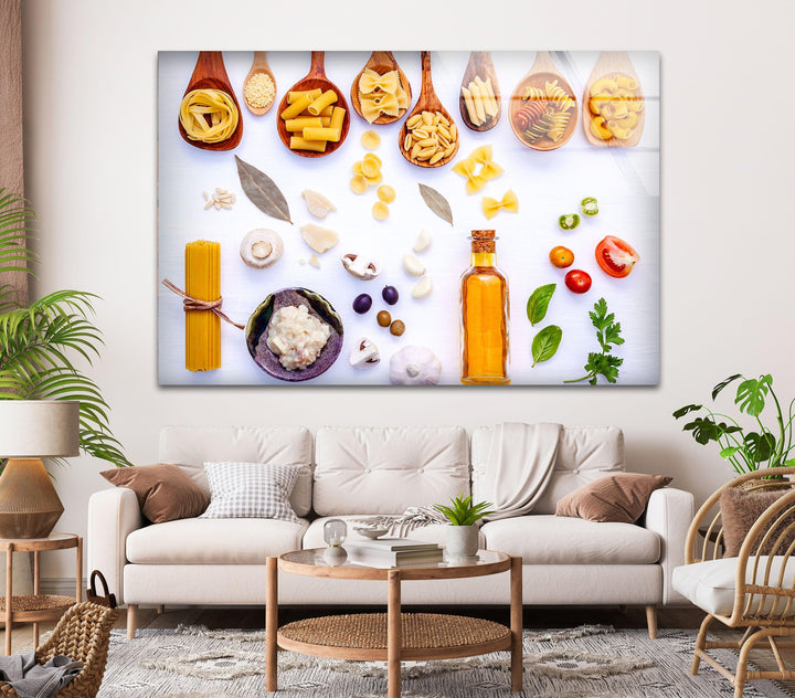 Bunch Of Pasta Glass Wall Art, custom glass pictures, glass art prints