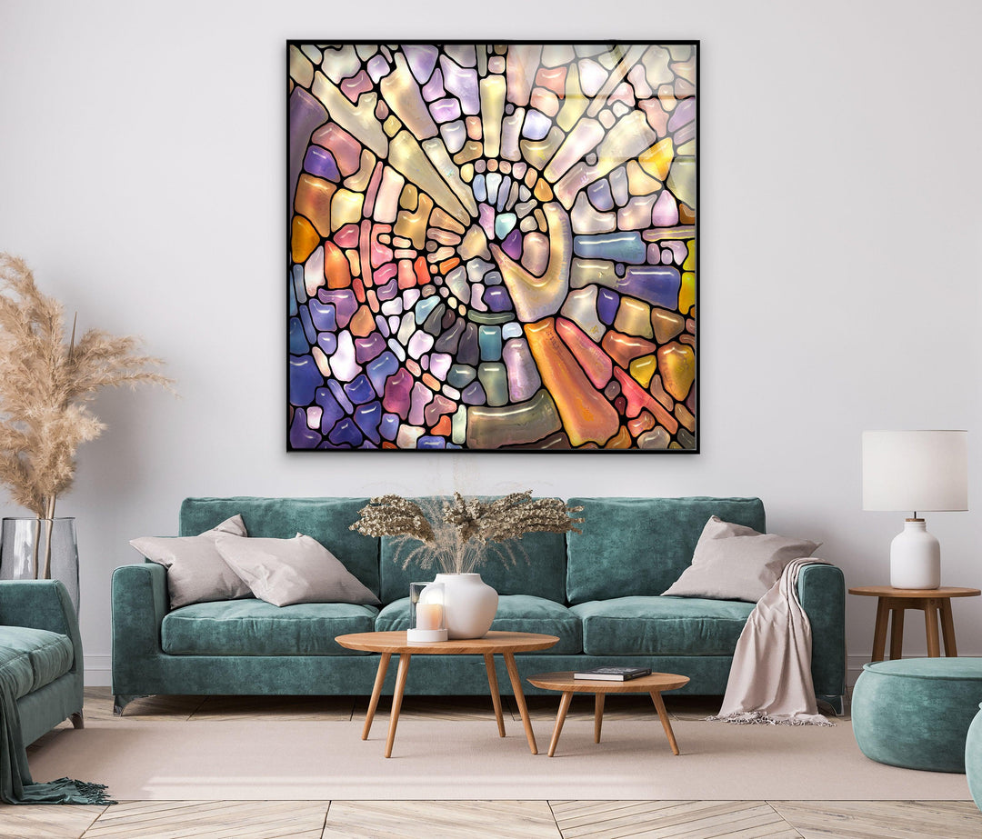 Mosaics Colored Stained Glass Wall Art print picture on glass, Tempered Glass Wall Art