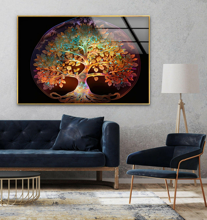 Life Of Tree Round Glass Wall Art, glass image printing, glass prints from photos
