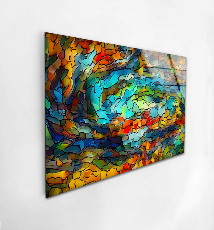 Stanied Colorful Mosaics Glass Wall Art Glass Printing Wall Art, Print photos on glass