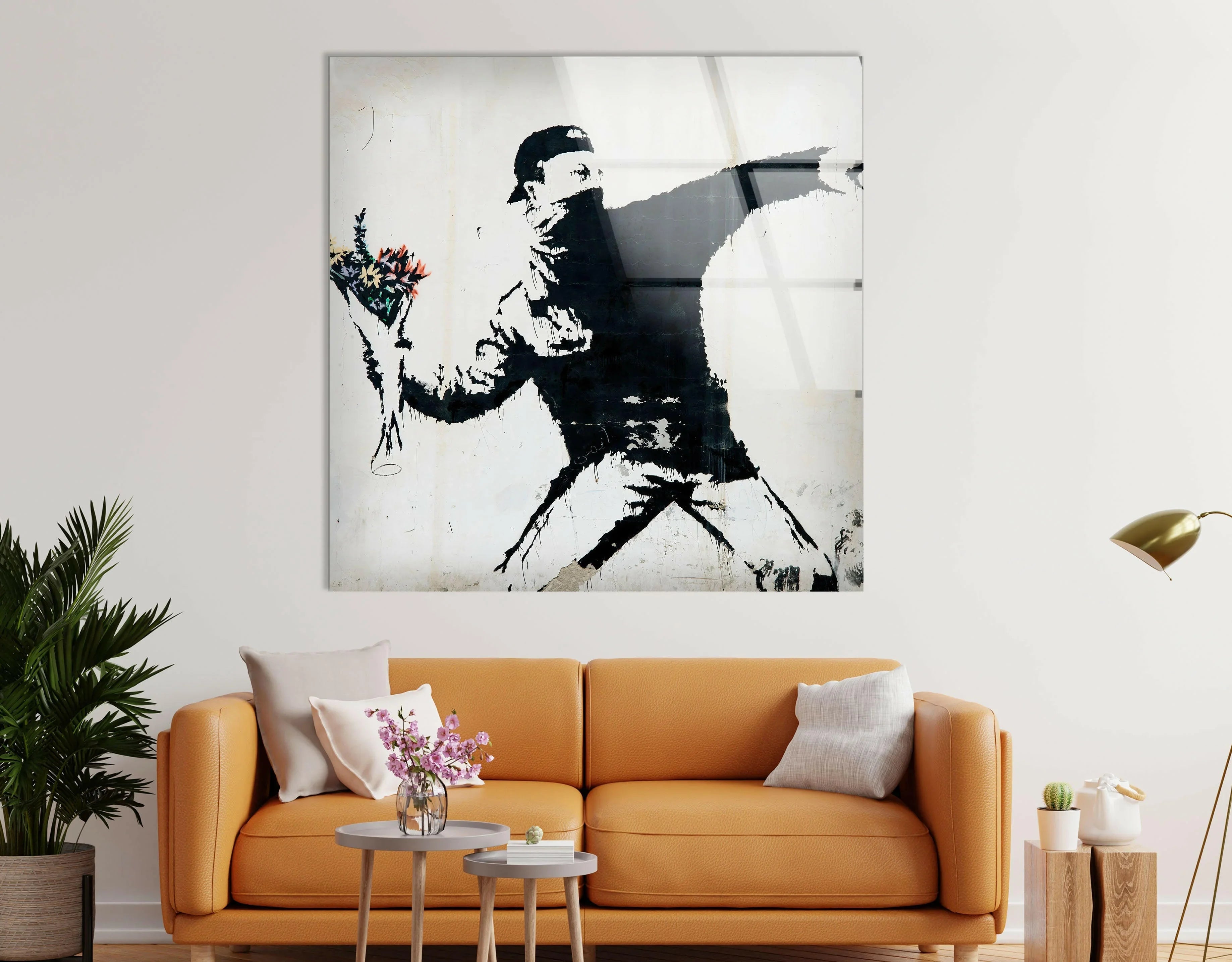 額装品/Flower Thrower/バンクシー/アート/インテリア/貴重 Flower Thrower Banksy Art & Wall Decor | Urban Style Wall Art for