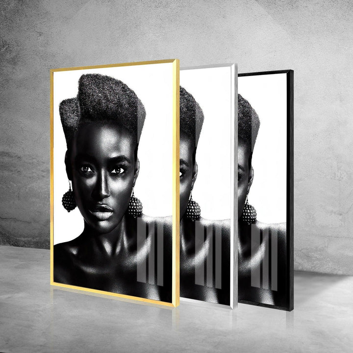 Artistic monochrome woman’s portrait emphasizing strong facial structure and modern aesthetics - MyPhotoStation