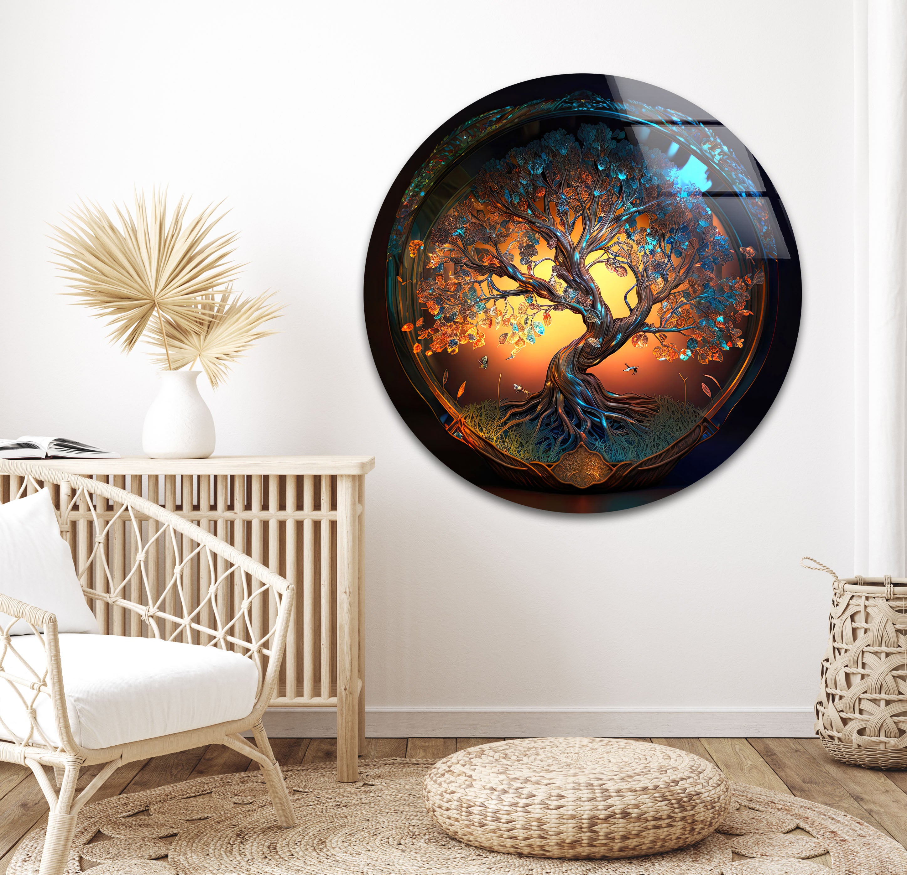 a painting of a tree of life on a wall