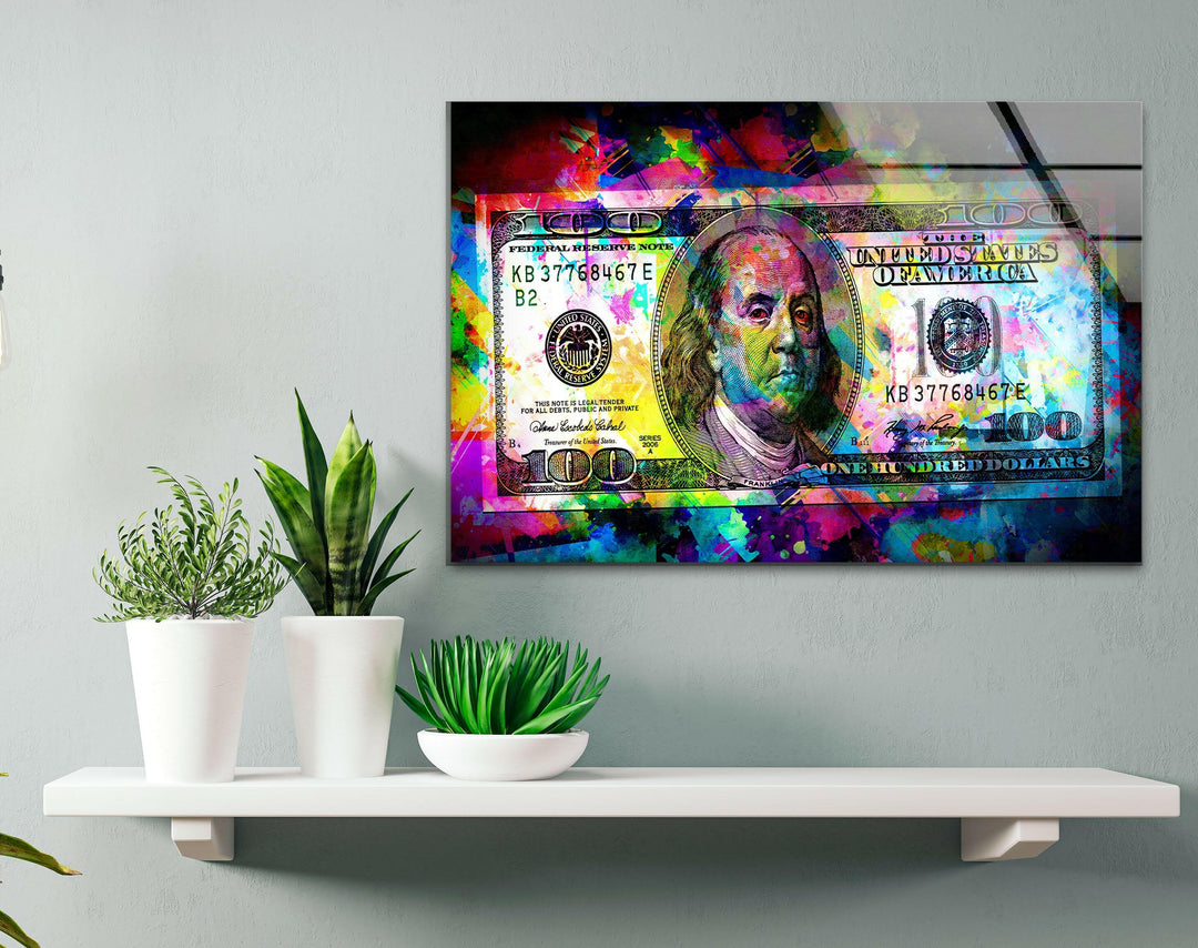 a picture of a dollar bill on a shelf