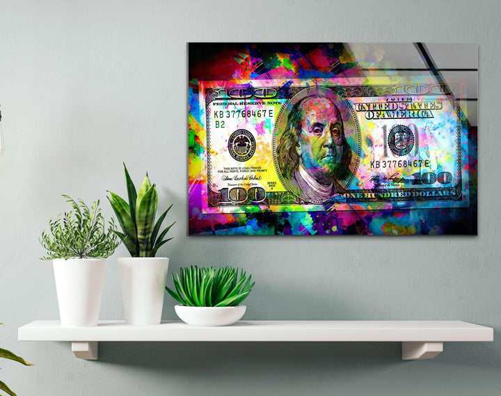 a picture of a dollar bill on a shelf