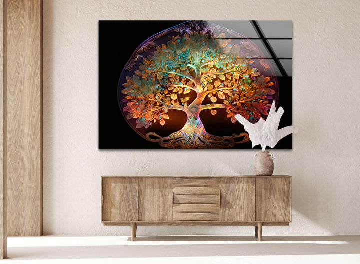 Life Of Tree Round Glass Wall Art, art glass wall art, glass wall art pictures