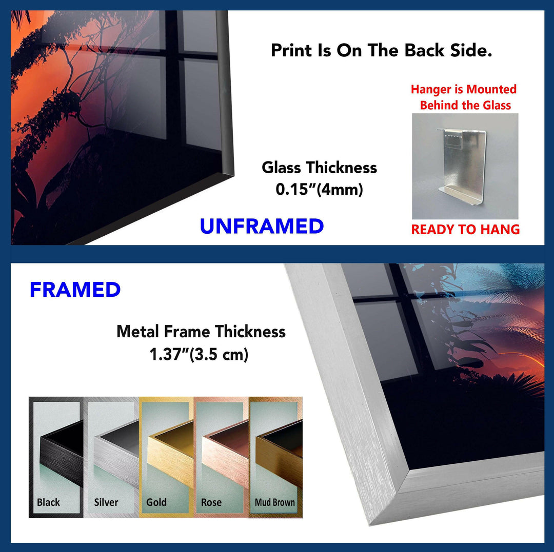 a poster with a picture of a window and a picture of a tree