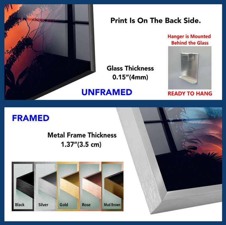 a poster with a picture of a window and a picture of a tree