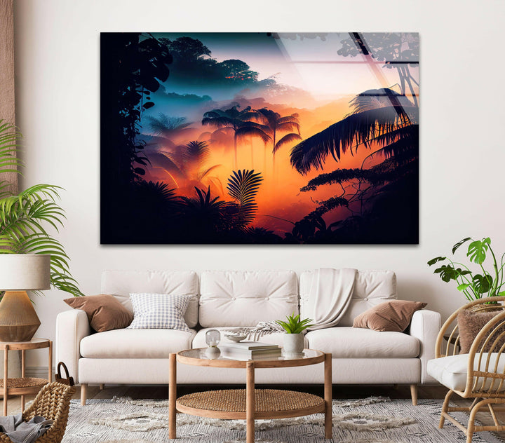 Gorgeous tropical jungle at sunrise, filled with vibrant colors and natural beauty.
