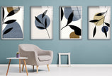 4 Pieces Botanical Leaves Tempered Glass Wall Art