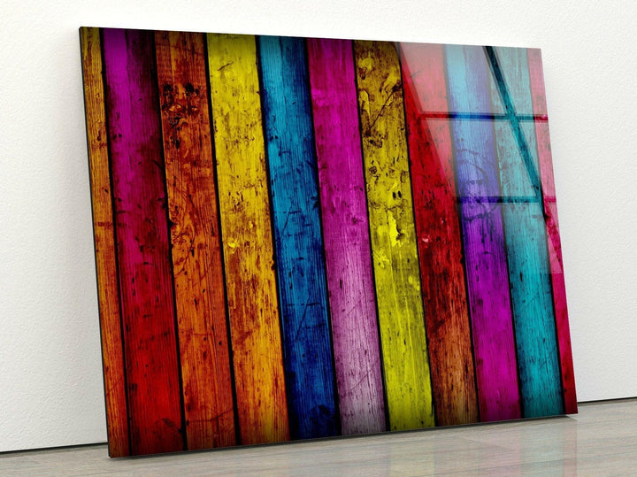 Colorful Painted Wood panels Glass Wall Art