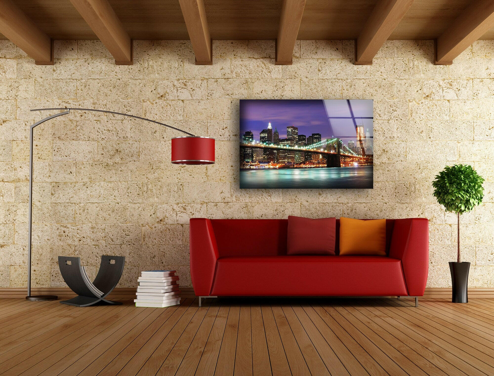 New York River Tempered Glass Wall Art