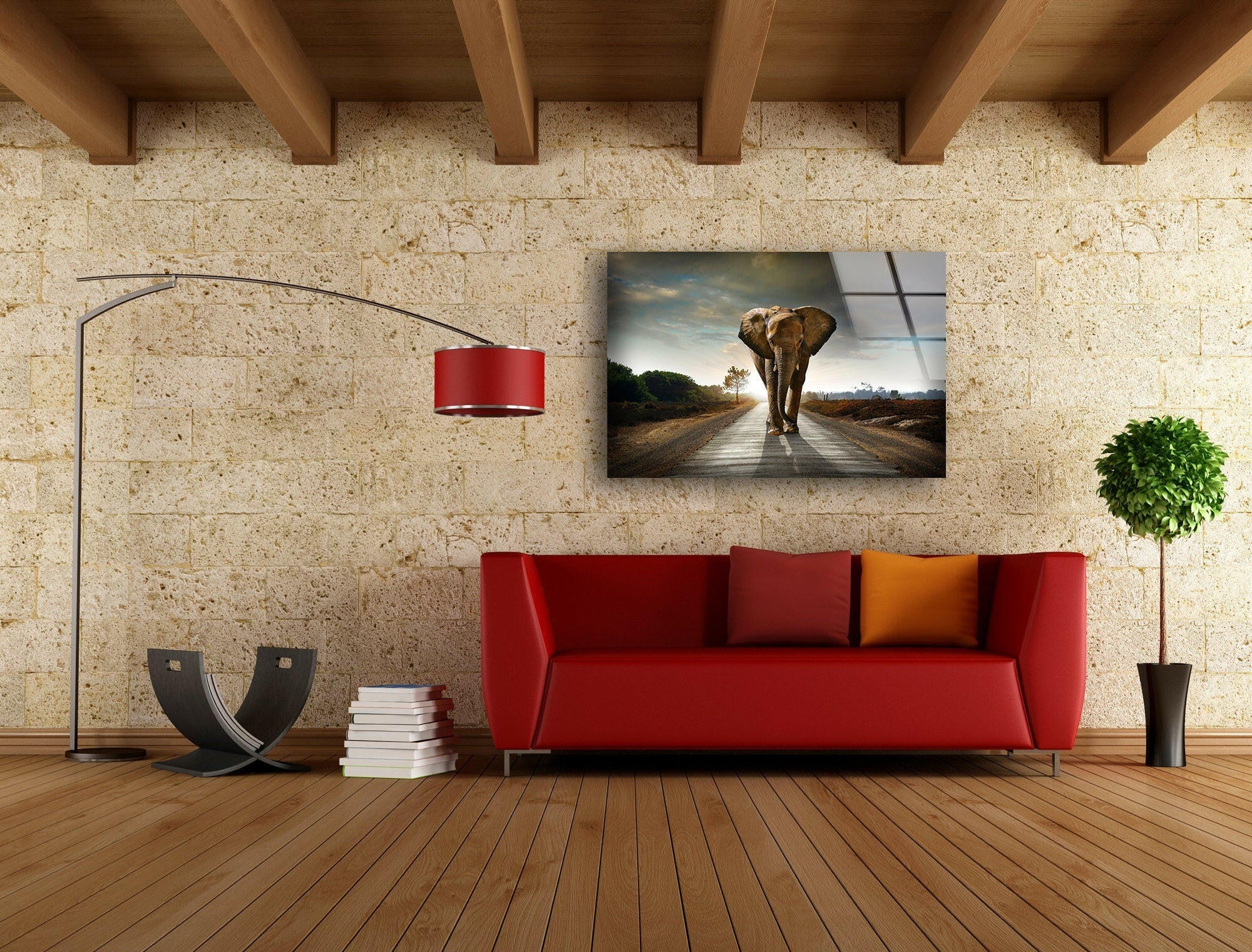 Vivid Elephant Art Tempered Glass Wall Art