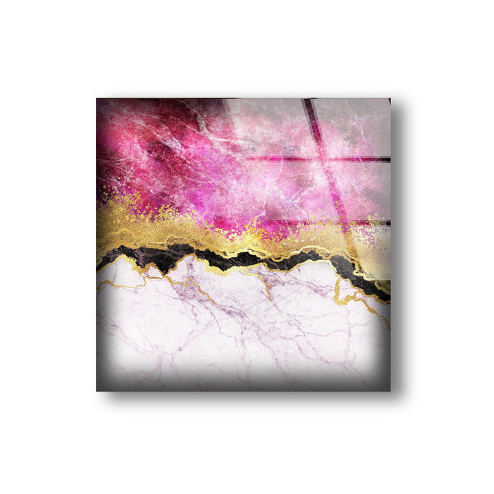 Pink Marble with Gold Veins Glass Wall Art