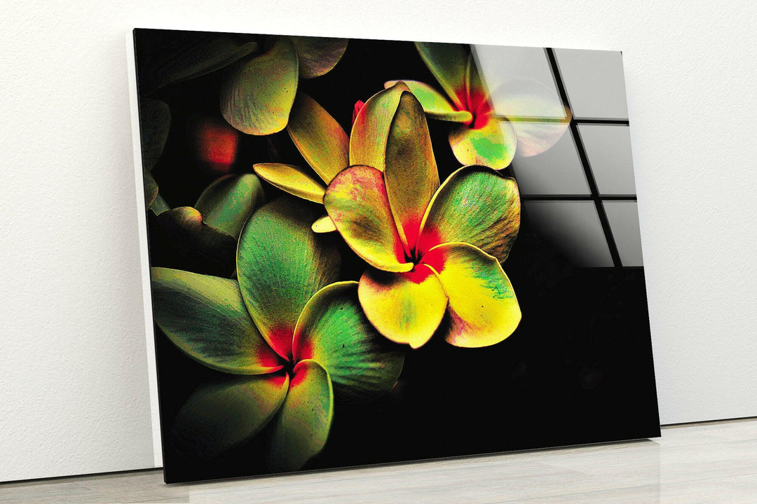 Vivid Color Yellow Flower Glass Wall Art, photo print on glass, prints on glass wall art
