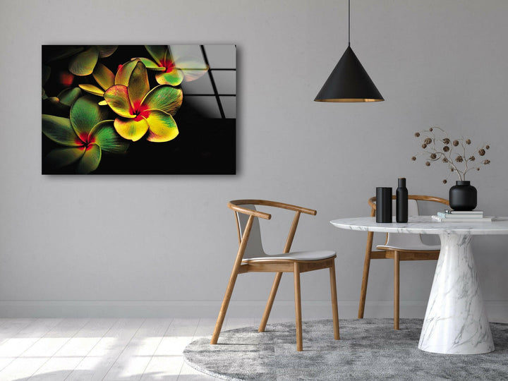 Vivid Color Yellow Flower Glass Wall Art, glass pictures for Wall, glass prints wall art
