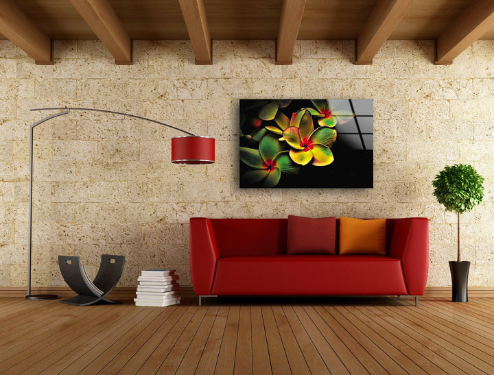 Vivid Color Yellow Flower Glass Wall Art, custom glass pictures, glass art prints
