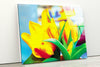 Yellow Flowers Tempered Glass Wall Art