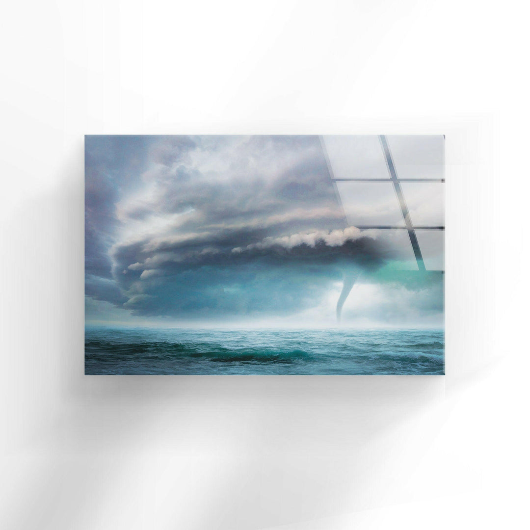 Dark storm clouds forming over a vast sea, capturing nature's intensity.
