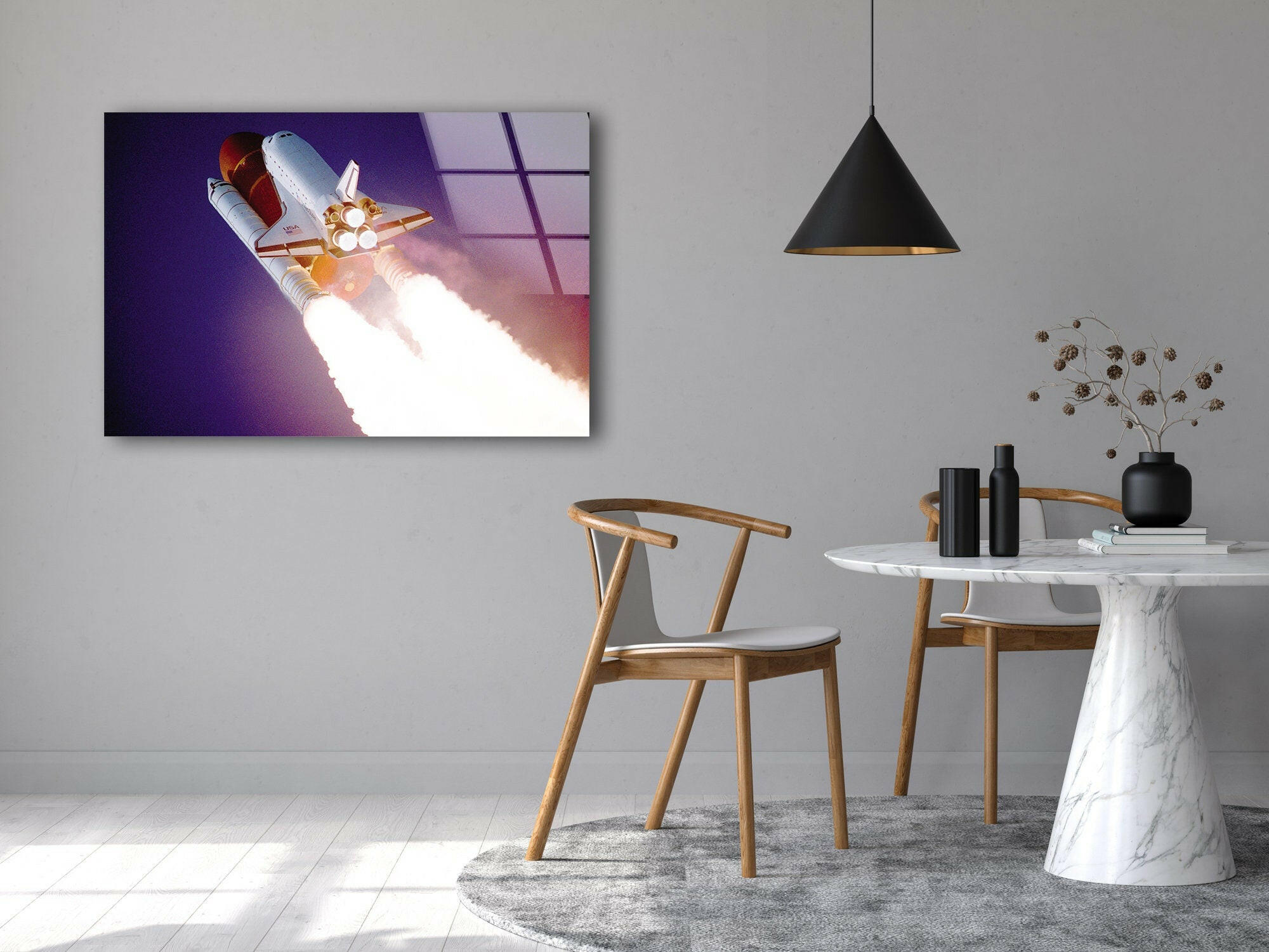 Galaxy Space Car Tempered Glass Wall Art