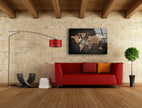 World Map Tempered Glass Wall Art