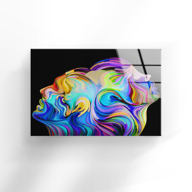 Abstract Woman Face Tempered Glass Wall Art