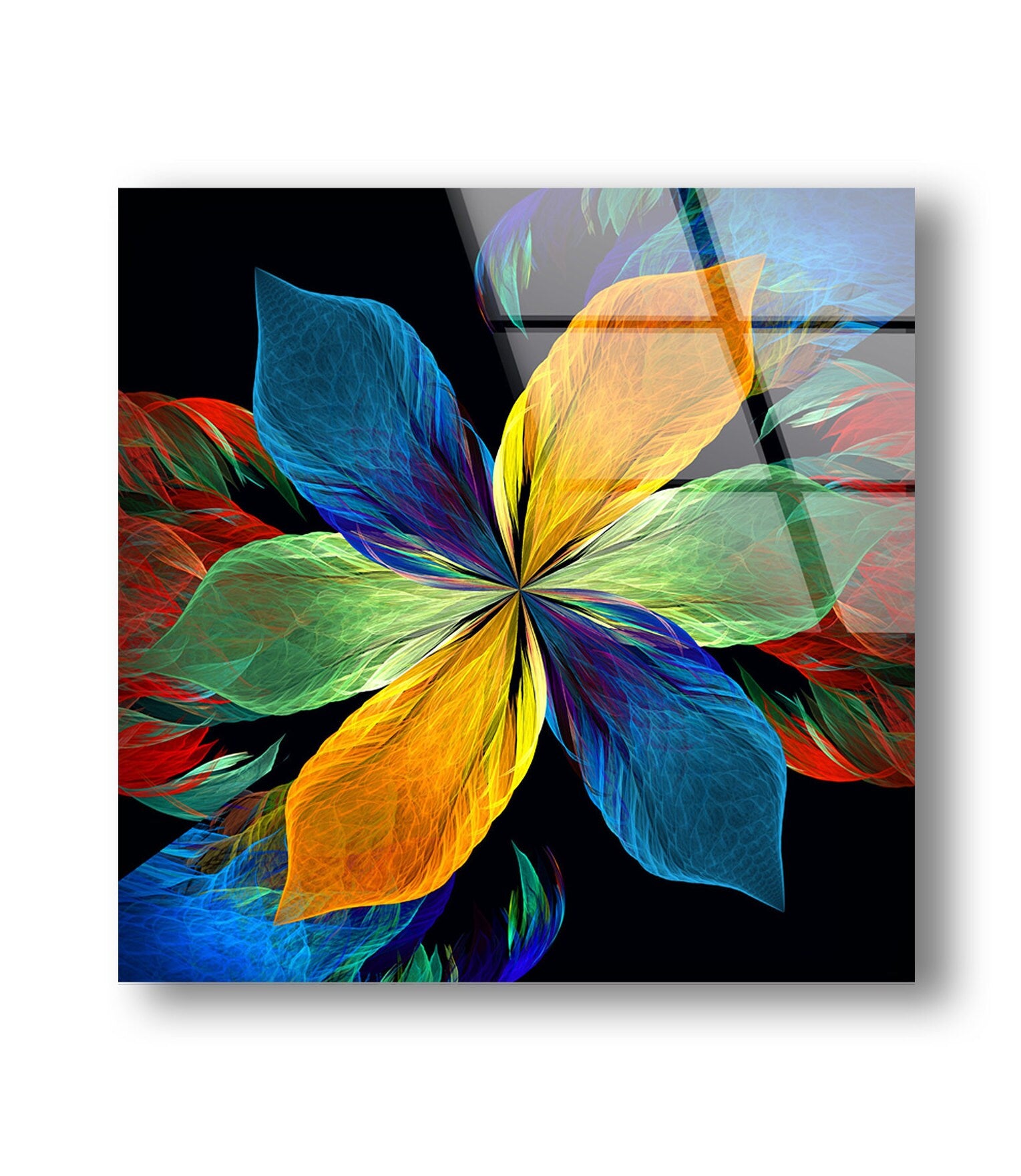 Colorful Flower Tempered Glass Wall Art