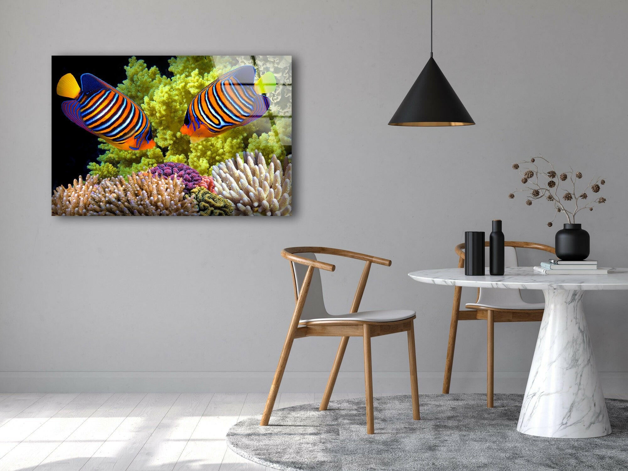 Aquarium Tropical Fishes Tempered Glass Wall Art