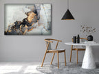 Grey Golden Marble Tempered Glass Wall Art