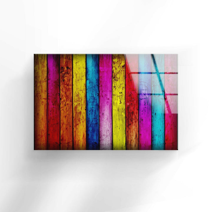 Colorful Painted Wood Abstract Glass Art for Contemporary Spaces