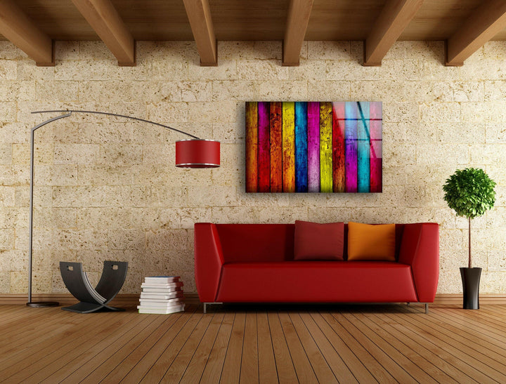 Colorful Painted Wood Glass Wall Art