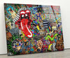 Abstract Graffiti Tempered Glass Wall Art