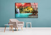 Waterfall View at Forest Tempered Glass Wall Art