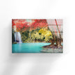 Waterfall View at Forest Tempered Glass Wall Art