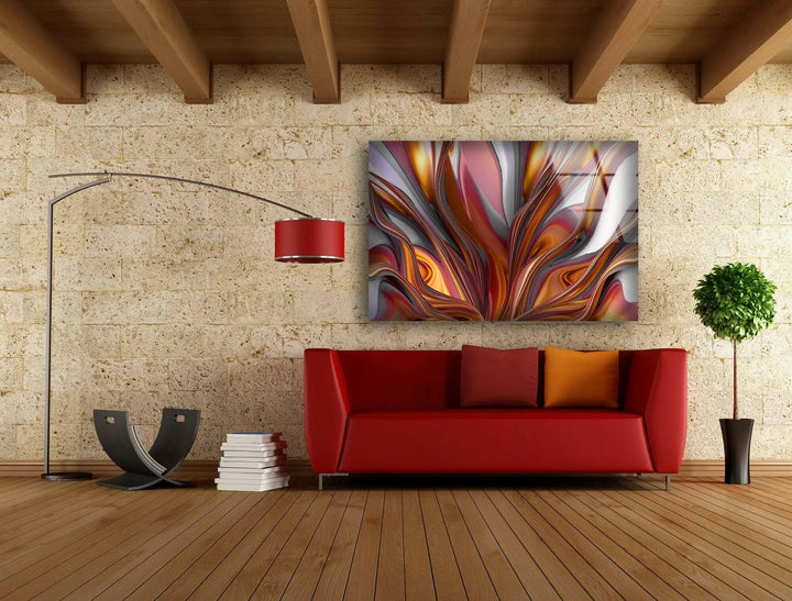 Braune volumetrische abstrakte Glaswandkunst