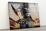 Native American Abstract Tempered Glass Wall Art