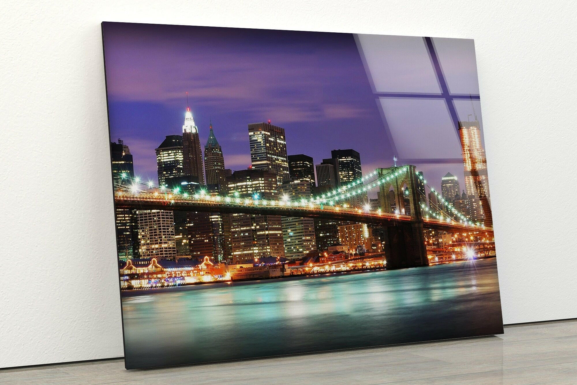 New York River Tempered Glass Wall Art