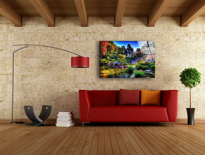Nature Lake Landscape Glass Wall Art print on glass, glass printed photos