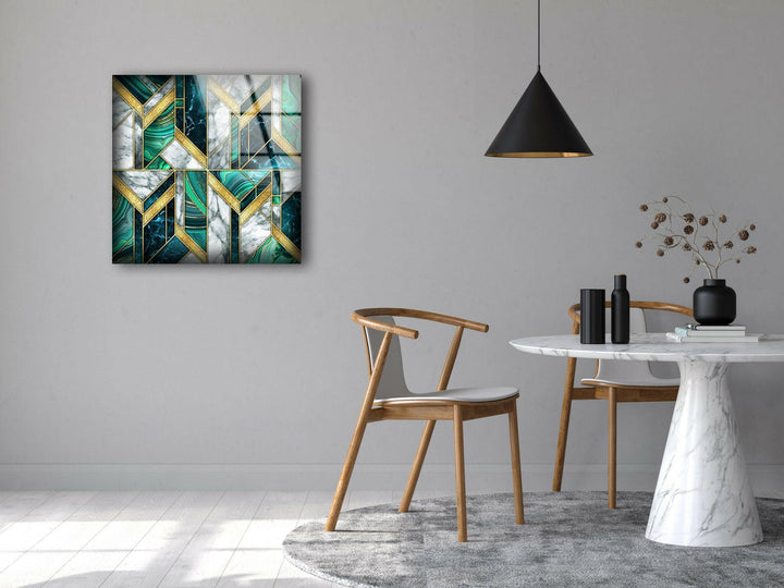 Grün-weißer Marmor Art Deco Glaswandkunst
