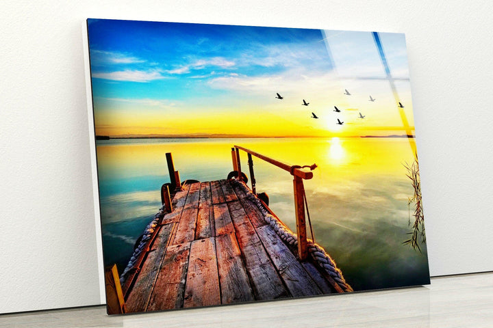 Tranquil Morning Over the Water – A Soothing Glass Wall Art

